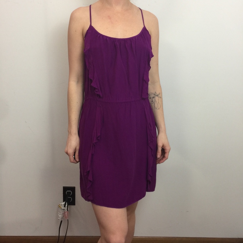 Parker Magenta Purple Silk Sleeveless Dress - Picture 1 of 8